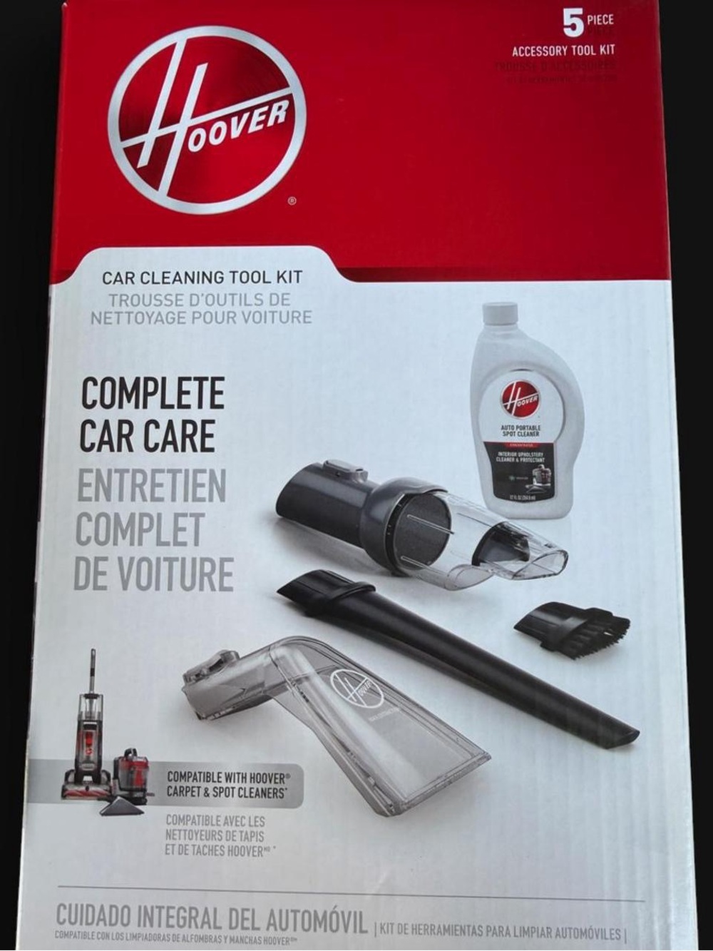 Hoover Complete Car Care Kit with Cleaning solution- Clear/Black- New in box